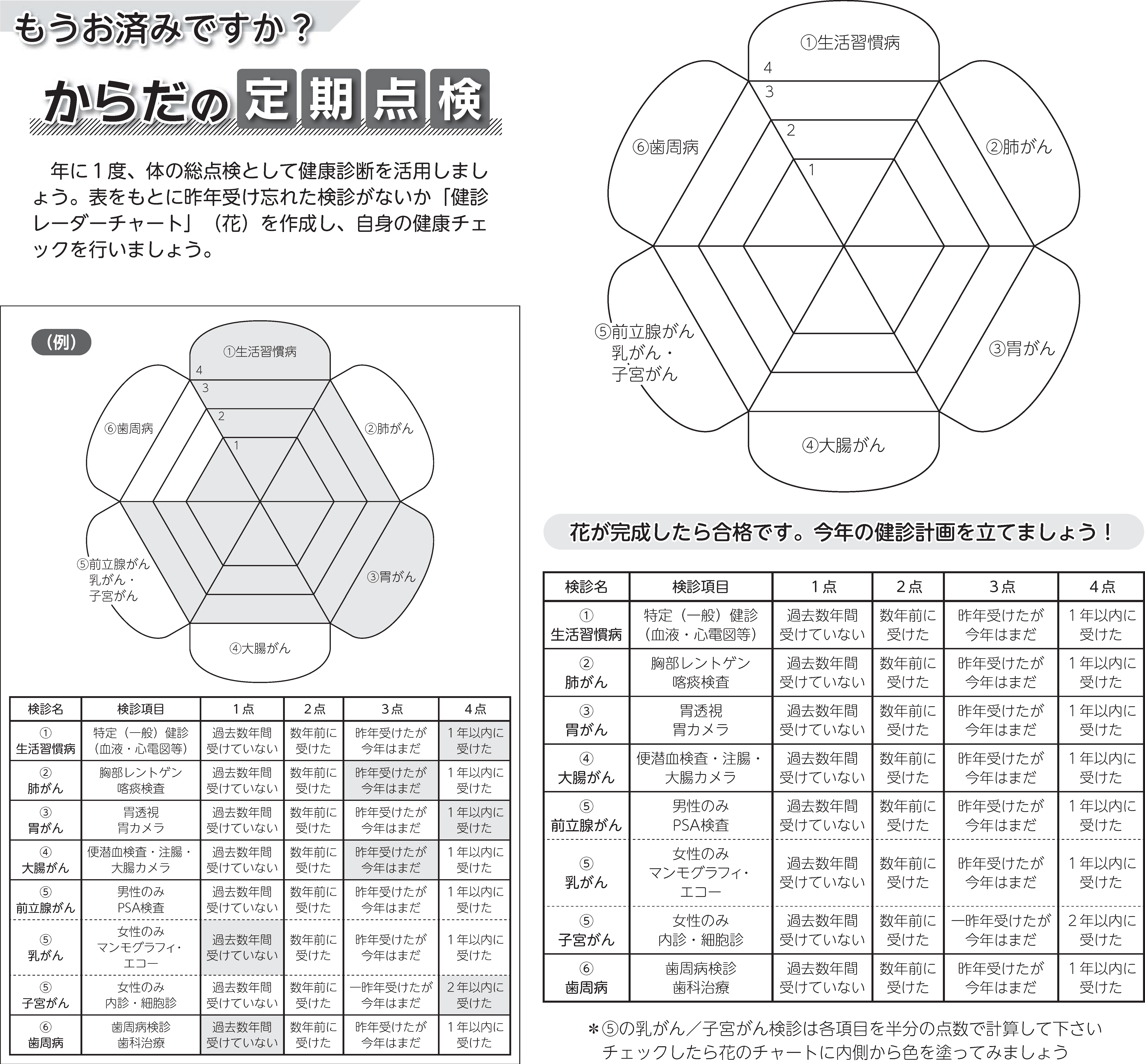 からだの定期点検レーダーチャート