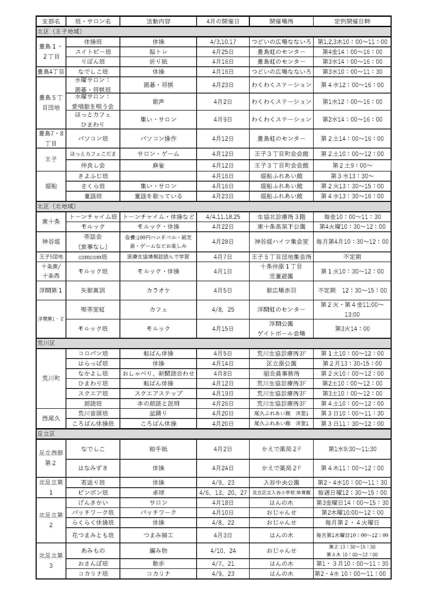 班会予定