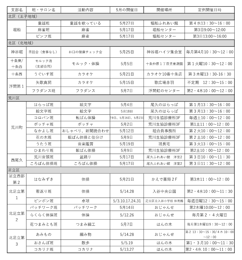 班会予定