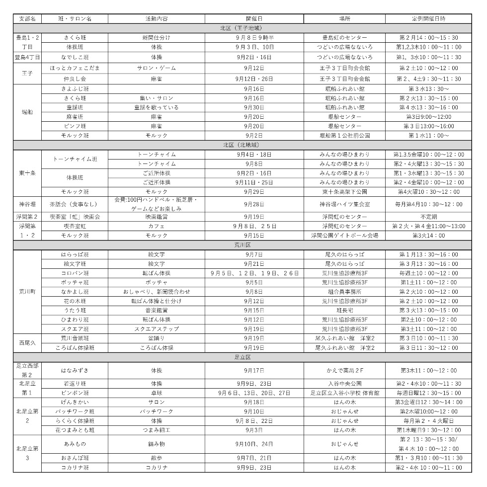 班会予定